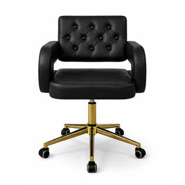 Chaise de travail pour esthéticiennes – hauteur réglable | Simili cuir | Noir et or