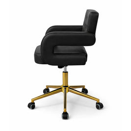 Chaise de travail pour esthéticiennes – hauteur réglable | Simili cuir | Noir et or