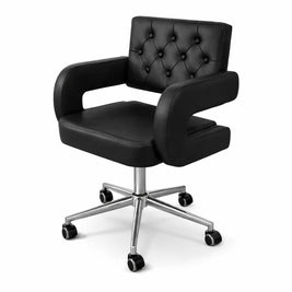 Chaise de travail pour esthéticiennes – hauteur réglable | Similicuir | Noir et argent