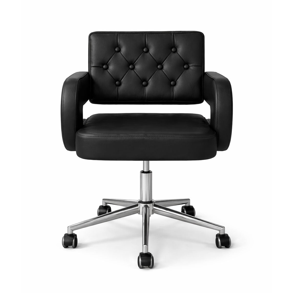 Chaise de travail pour esthéticiennes – hauteur réglable | Similicuir | Noir et argent