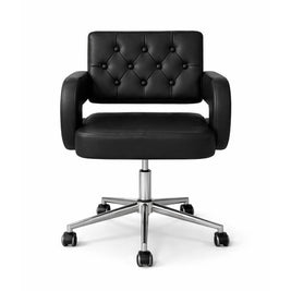 Chaise de travail pour esthéticiennes – hauteur réglable | Similicuir | Noir et argent