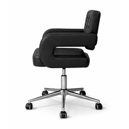 Chaise de travail pour esthéticiennes – hauteur réglable | Similicuir | Noir et argent