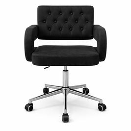 Chaise de travail pour esthéticiennes – hauteur réglable | Microvelours | Noir et argent