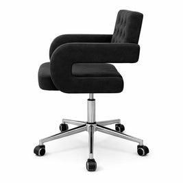 Chaise de travail pour esthéticiennes – hauteur réglable | Microvelours | Noir et argent
