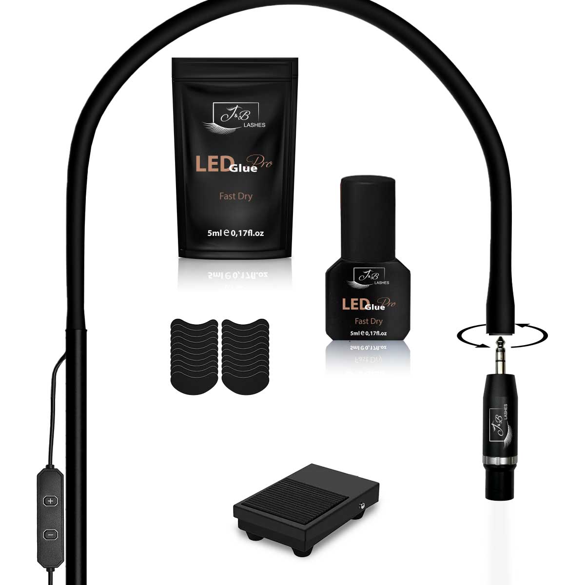 LED White Light System Eyelash Extensions | Premium Set | Black