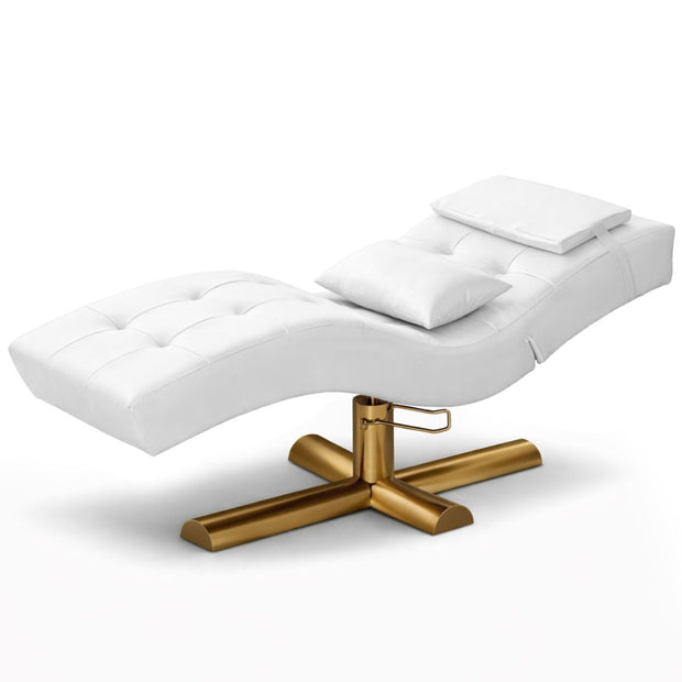 Cosmetic treatment couch | Deluxe treatment couch | Height adjustable | White faux leather