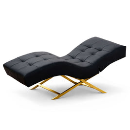 Kosmetikliege | Behandlungsliege Premium | Schwarz Kunstleder | Gold
