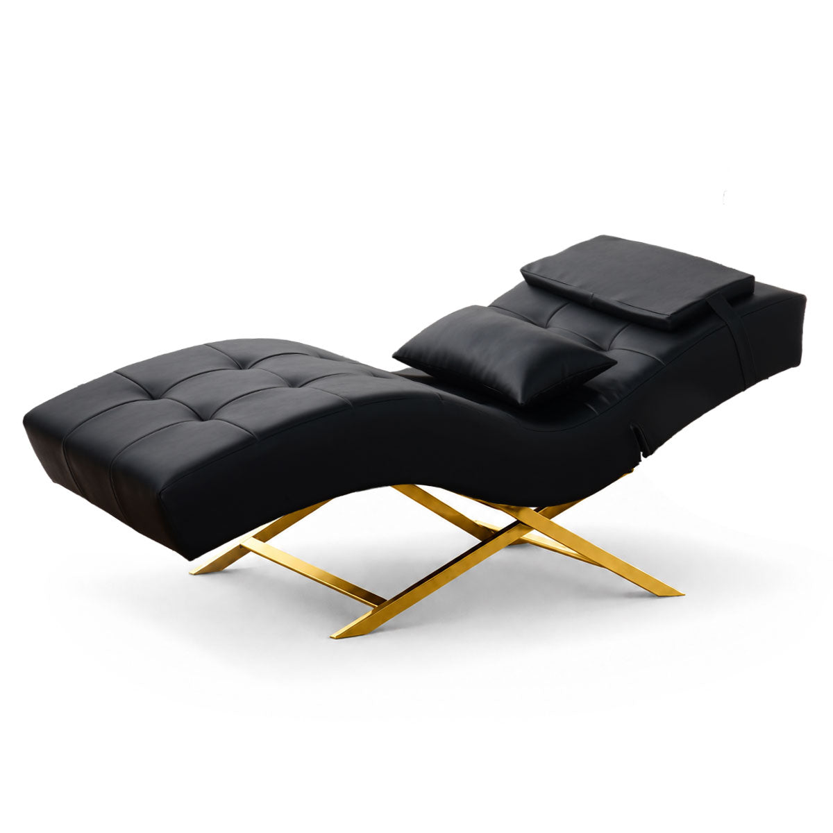 Kosmetikliege | Behandlungsliege Premium | Schwarz Kunstleder | Gold