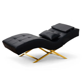Kosmetikliege | Behandlungsliege Premium | Schwarz Kunstleder | Gold