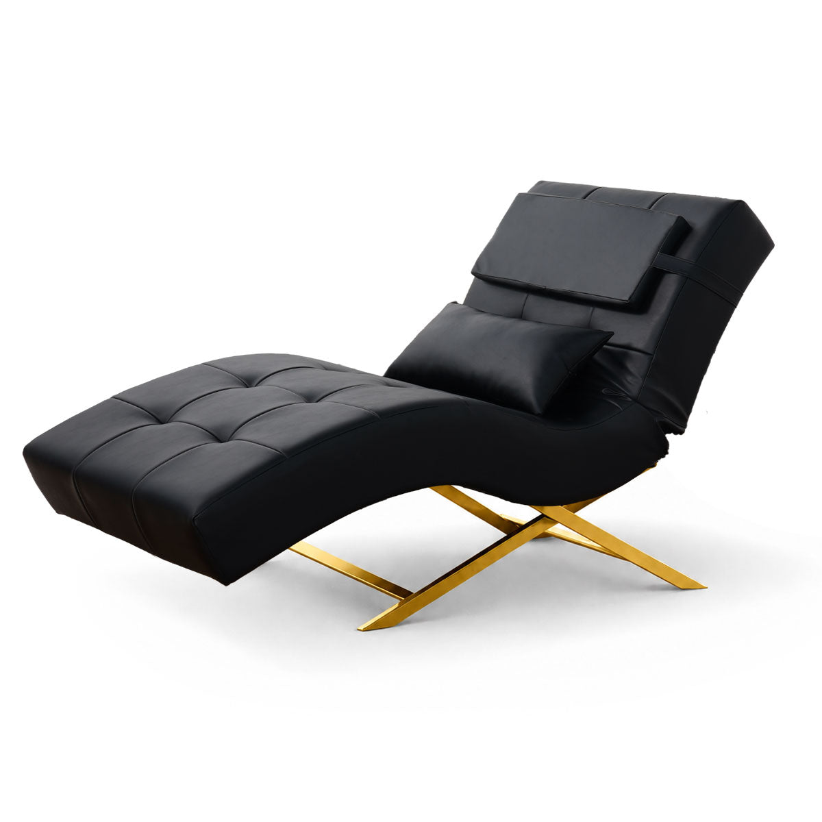 Kosmetikliege | Behandlungsliege Premium | Schwarz Kunstleder | Gold