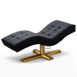 Kosmetikliege | Behandlungsliege Deluxe | Höhenverstellbar | Schwarz Kunstleder | Gold