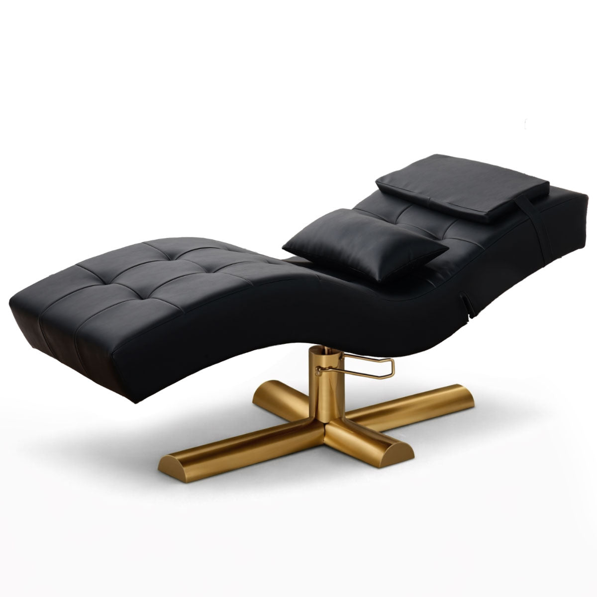 Kosmetikliege | Behandlungsliege Deluxe | Höhenverstellbar | Schwarz Kunstleder | Gold