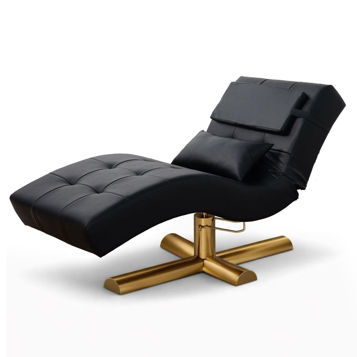 Kosmetikliege | Behandlungsliege Deluxe | Höhenverstellbar | Schwarz Kunstleder | Gold