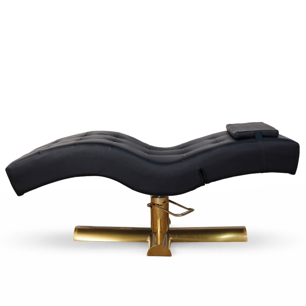 Kosmetikliege | Behandlungsliege Deluxe | Höhenverstellbar | Schwarz Kunstleder | Gold