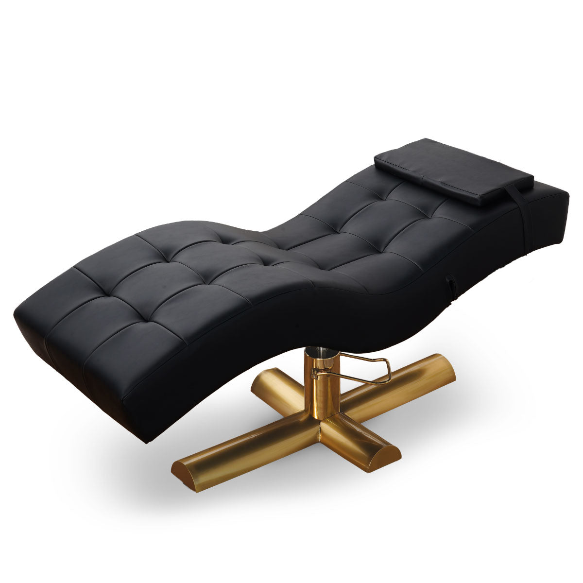 Kosmetikliege | Behandlungsliege Deluxe | Höhenverstellbar | Schwarz Kunstleder | Gold