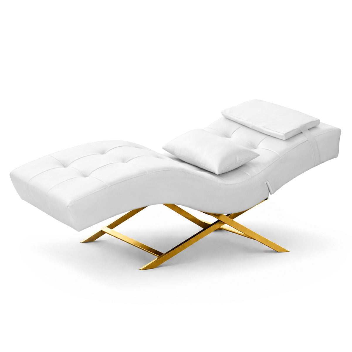 Fauteuil de beauté | Table de soins Premium | Similicuir blanc | Or