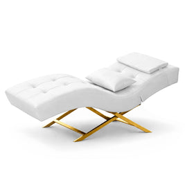 Fauteuil de beauté | Table de soins Premium | Similicuir blanc | Or