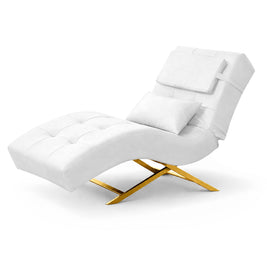 Fauteuil de beauté | Table de soins Premium | Similicuir blanc | Or