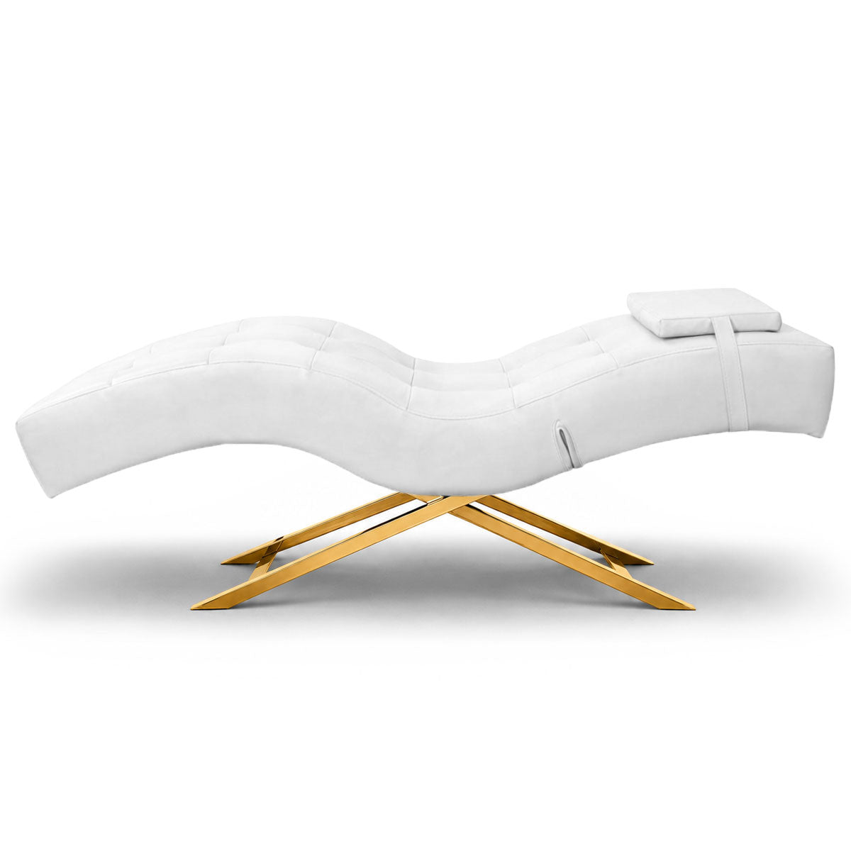 Fauteuil de beauté | Table de soins Premium | Similicuir blanc | Or