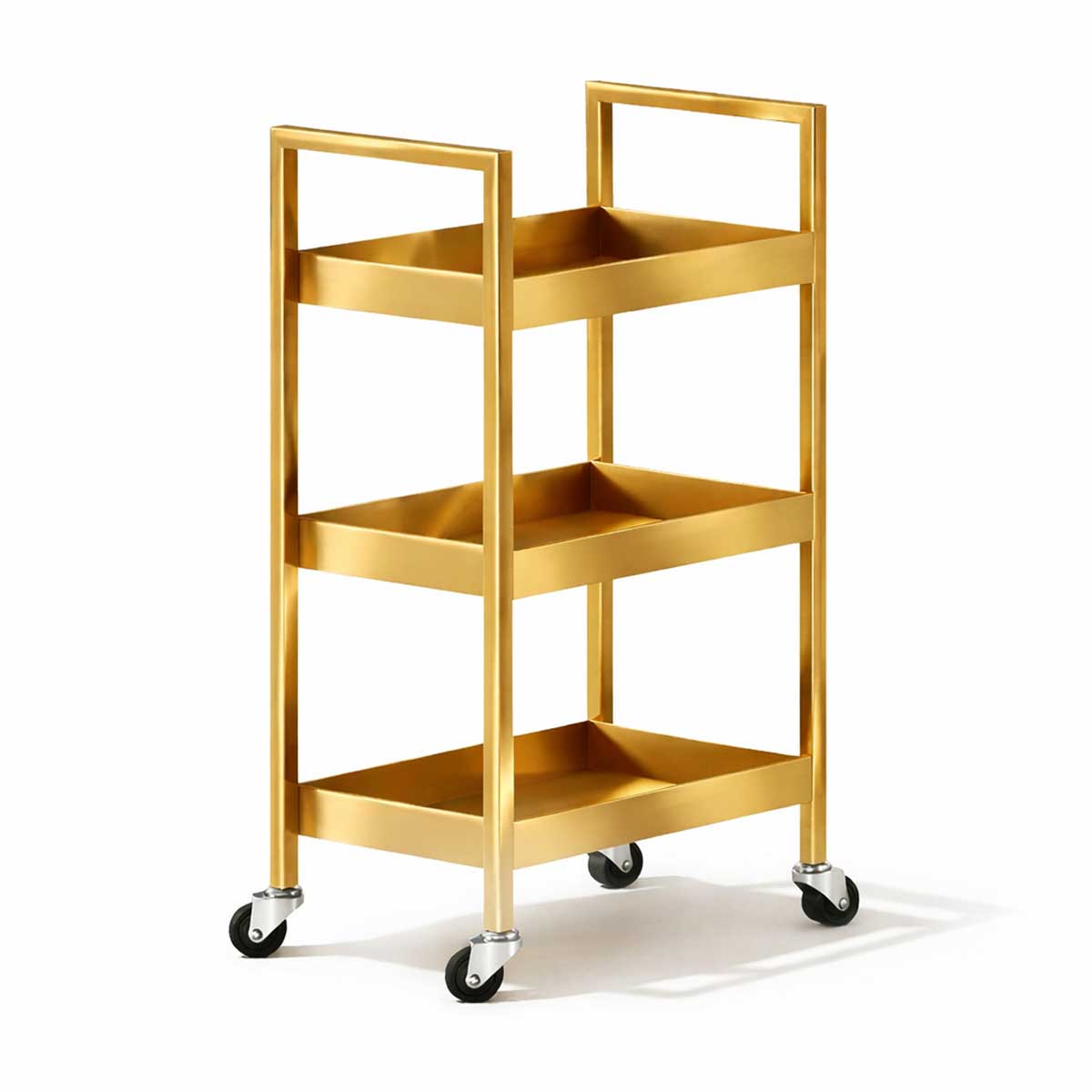 Table d'appoint/chariot à roulettes pour cosmétiques et produits de beauté | 3 niveaux | Or