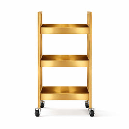 Table d'appoint/chariot à roulettes pour cosmétiques et produits de beauté | 3 niveaux | Or