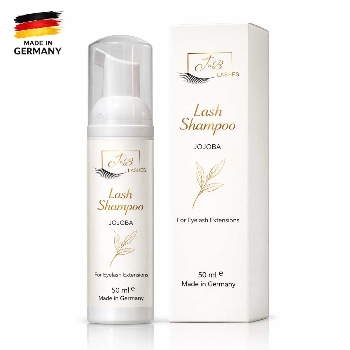 Shampoing pour cils à l'huile de jojoba | Fabriqué en Allemagne | 50 ml