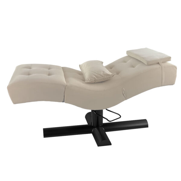 Kosmetikliege | Behandlungsliege Deluxe | Höhenverstellbar | Beige Velours – Bild 2