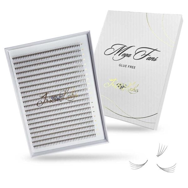 Glue-Free | Mega Fans | 4D | 0.07 lash fans | 600 pieces | Sharp Base | Deep Black