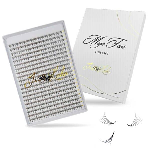 Glue-Free | Mega Fans | 6D | 0.07 lash fans | 600 pieces | Sharp Base | Deep Black